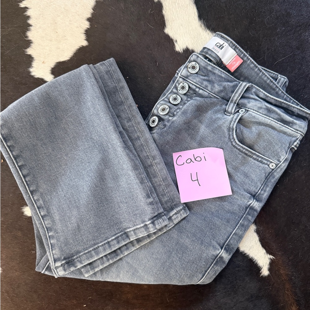 CAbi Women's Gray Boot-Cut Jeans with Button-Fly